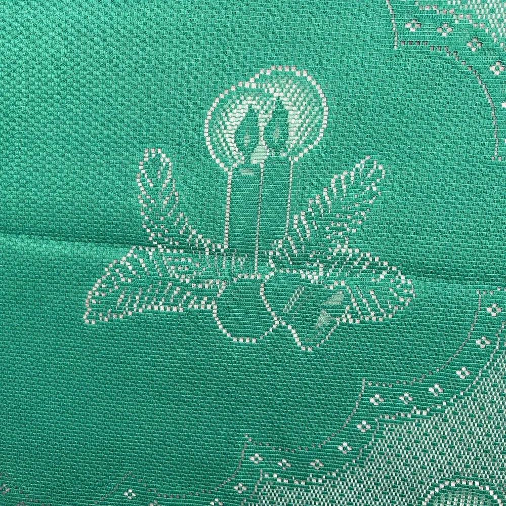 Vintage 100% Cotton Hand‎ Crocheted Lace DARK GREEN Oval Table Cloth  83